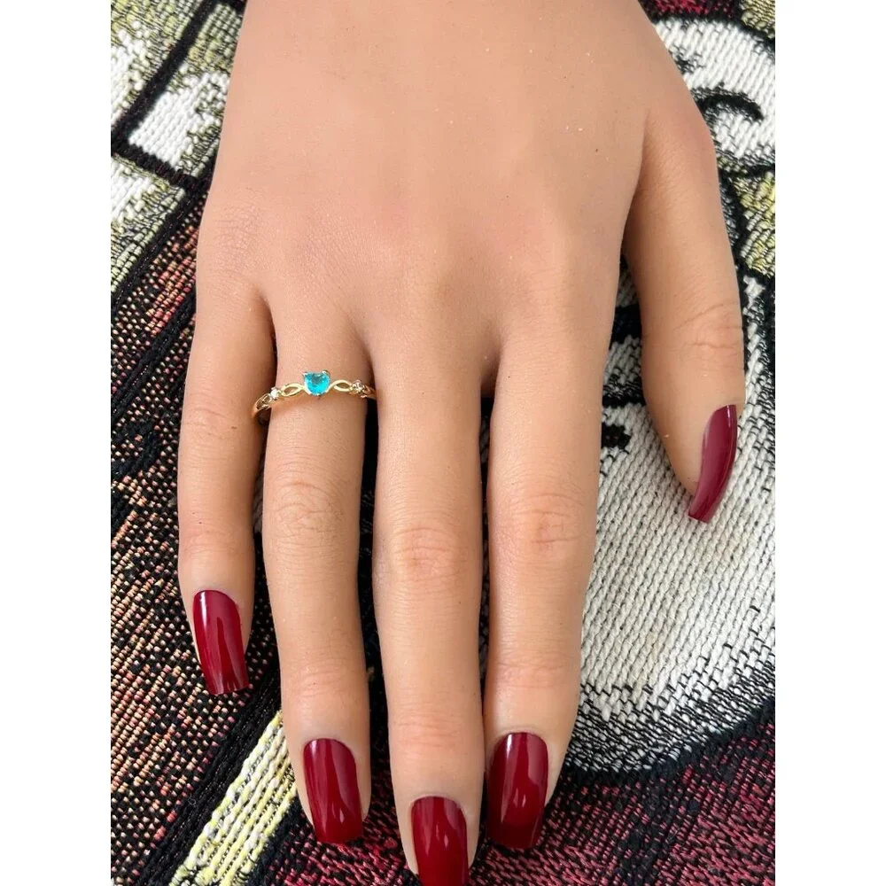 Dainty Blue‎ Stone Heart Shaped Ring